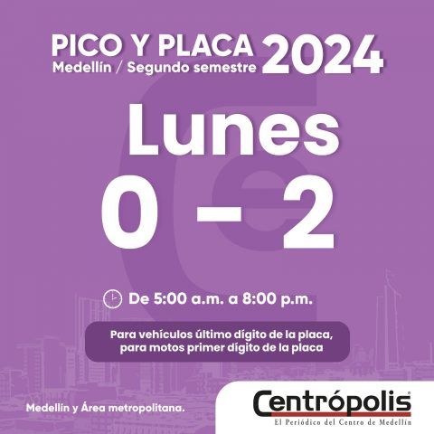 Pico y placa en Medellín lunes 25 de noviembre de 2024 Centrópolis