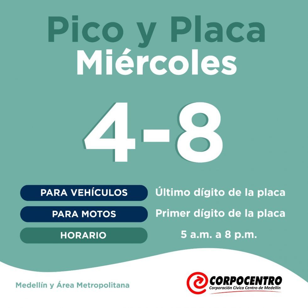 Pico y placa en Medellín miércoles 9 de febrero Centrópolis