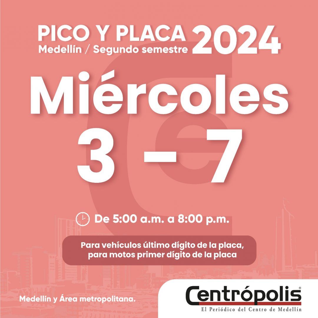 Pico  y placa miércoles segundo semestre 